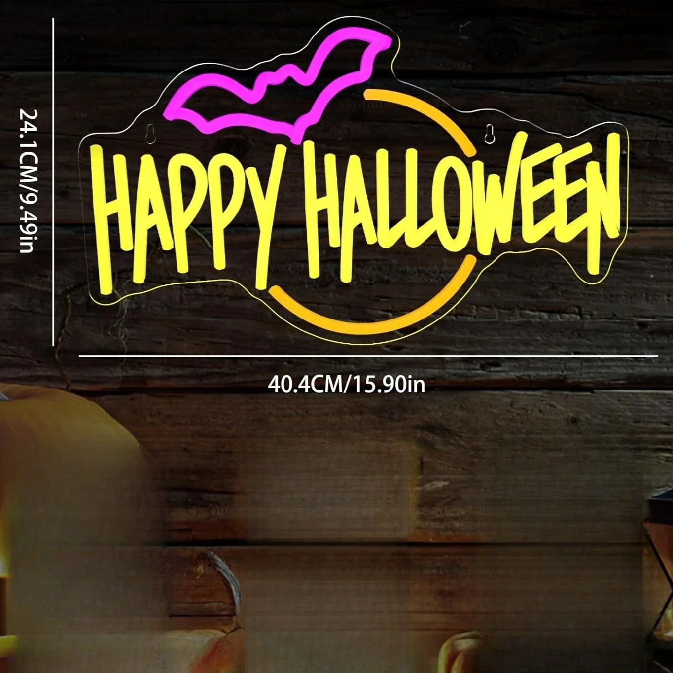 Happy Halloween LED Neon Sign USB Dimmable Bat Neon Light Sign for Gameroom Bedroom Bar Livingroom Party Home Gift Wall Decor