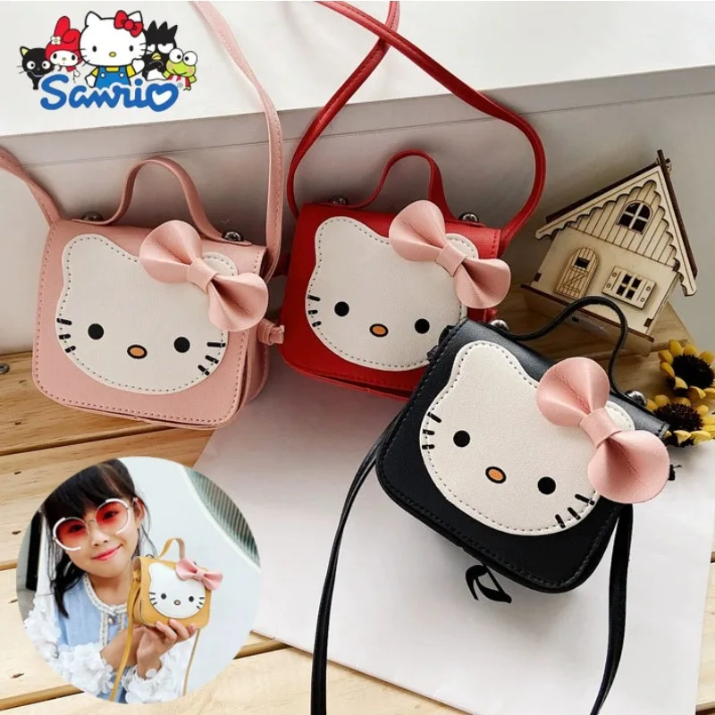 

Sanrio Hello Kitty Cartoon Cute Children's Bag Kawaii Women Shoulder Bag Coin Purse Handbag Birthday Gift Light Compact Handbag