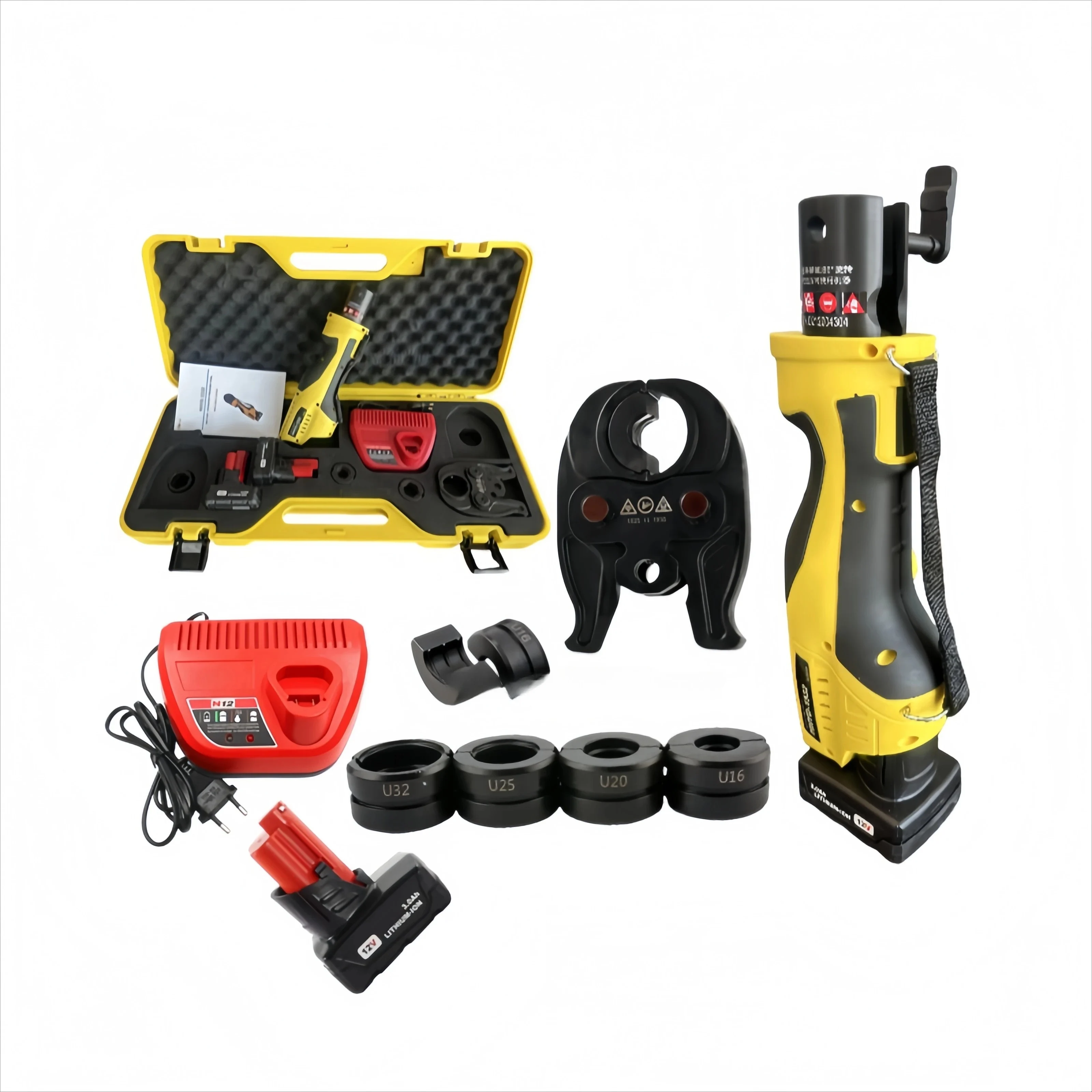 

Cordless Copper Pex Pro Press Plumbing Pipes Pliers Tool Kit U16-32mm Jaws Hydraulic Crimping Tool Hydraulic Tools