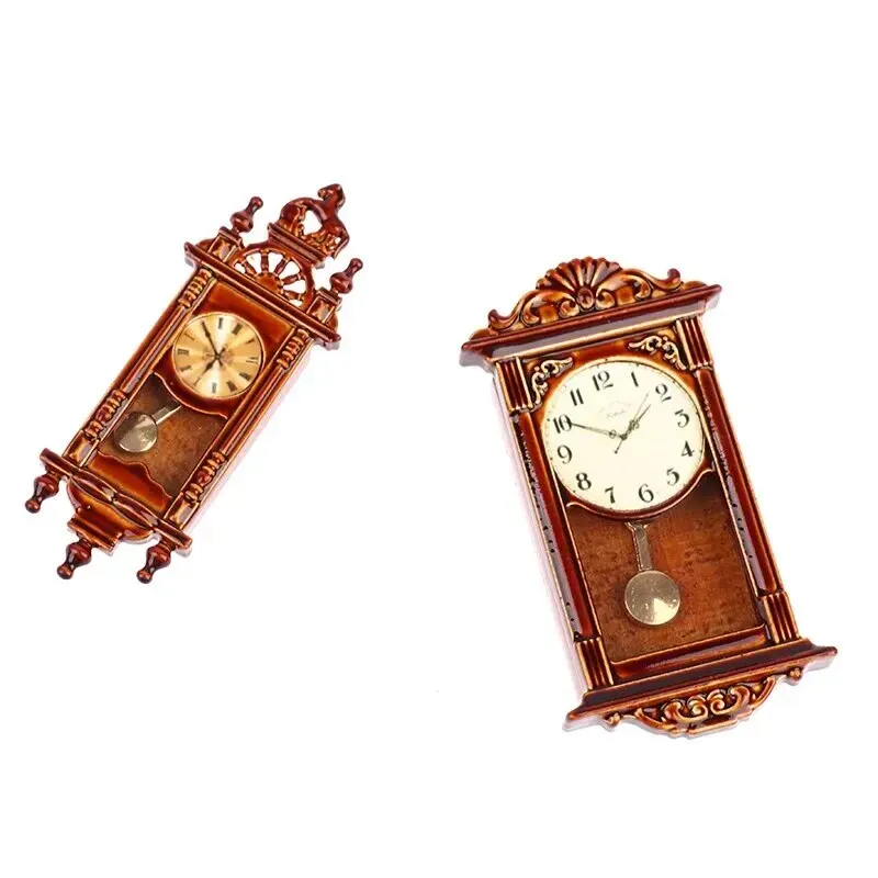 1:12 Dollhouse Miniature Wall Clock Play Doll House Miniaturas Home Decor Accessories Toy Pretend Furniture