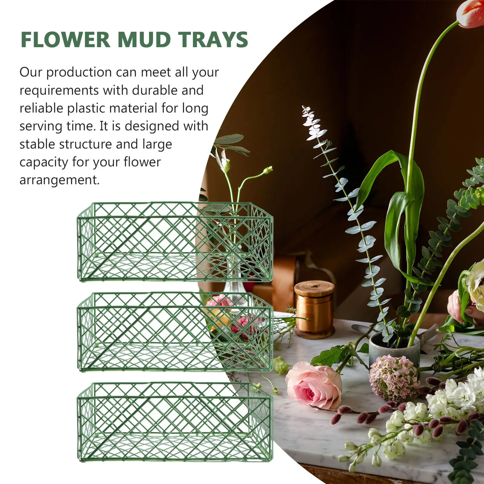 10pcs Plastic Floral Mud Cage Holder Flower Brick Frame Flower Foams Tray Wedding Party Floral Arrangement Car Decoration