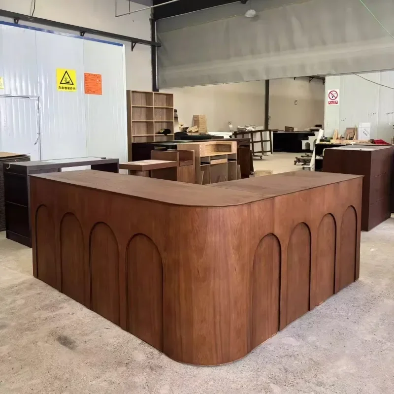 ​​Luxury Lacquer Multi-Function Cashier Desk Reception Counter Customizable Beauty Salon Fashion Store Office Furniture FYRD​