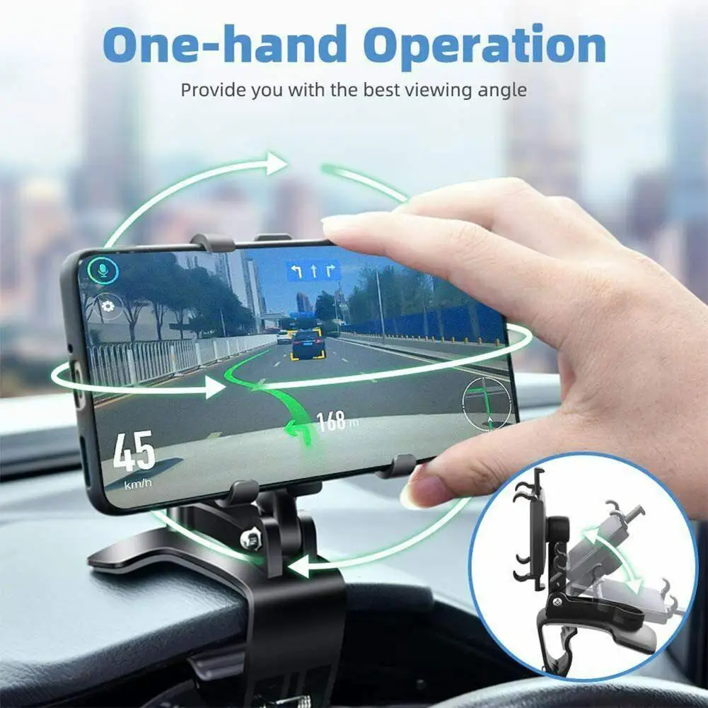 Car Dashboard Phone Holder Mobile Phone Stand Rotatable Car Clips Smartphone Bracket Sun Visor Mirror Mount Support