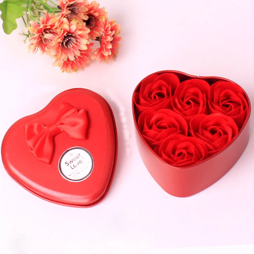 6Pcs Heart Scented Bath Body Petal Rose Flower Soap Wedding Decoration Gift Best room decoration regalos de san valentin boda