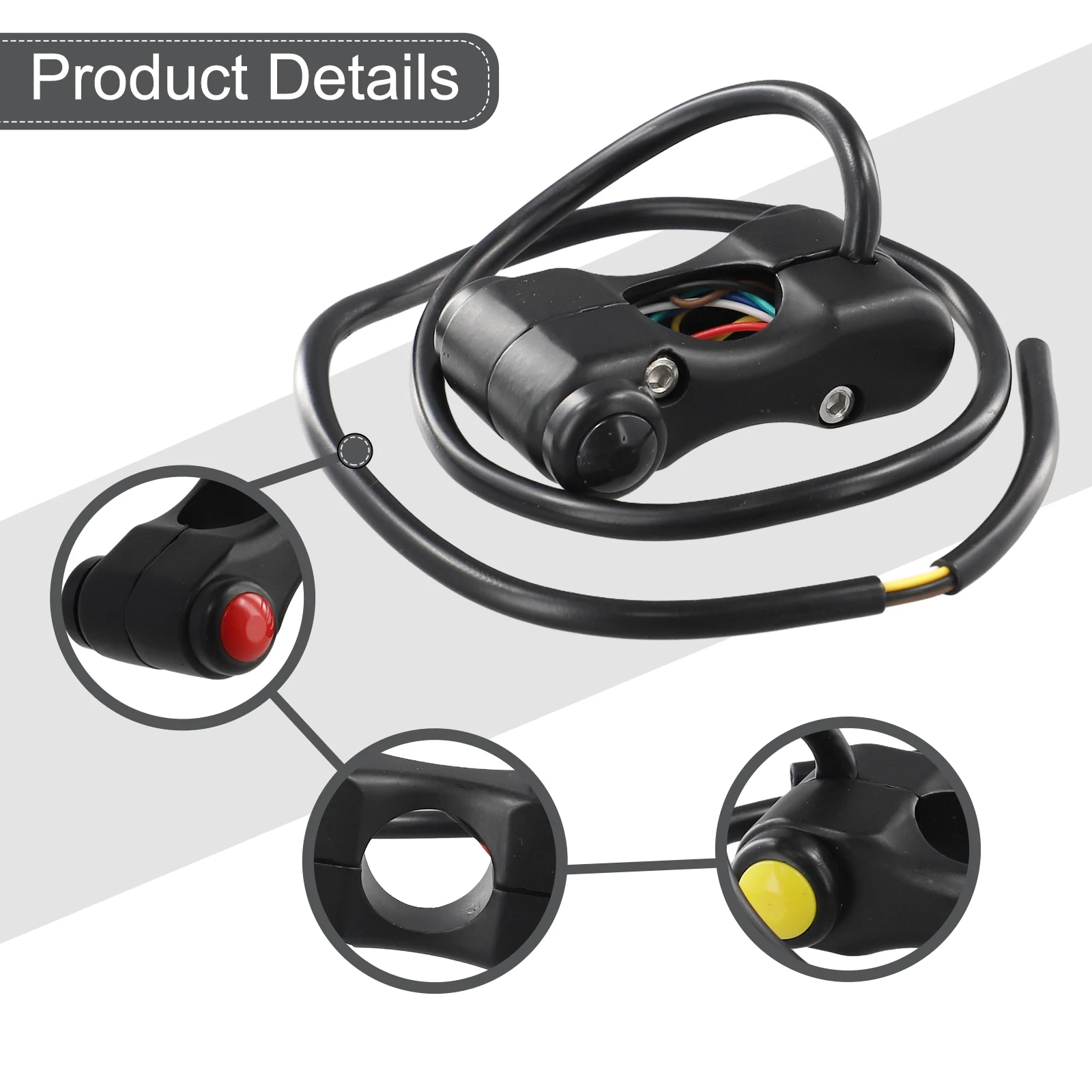 Motorcycle ATV Headlight 3 Push Switch Aluminum Alloy Handlebar Buttons Suitable for Electric Bicycles and Motorbikes