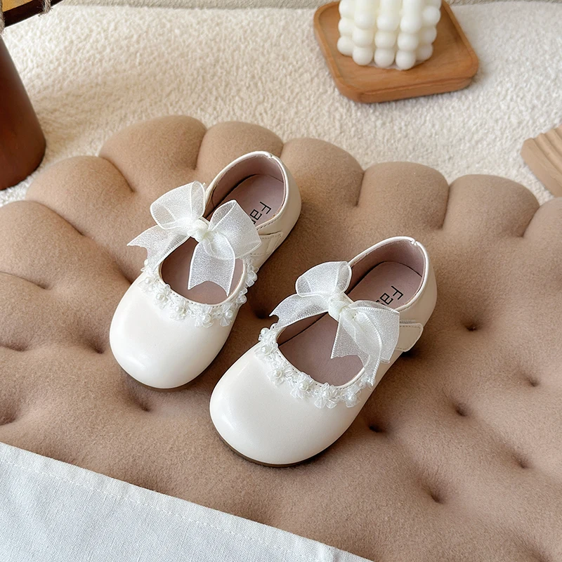 ربيع الخريف الفتيات أحذية Bowknot أزياء الأطفال أحذية الزفاف أنيقة الأميرة الاتجاه الاطفال عارضة الأحذية المسطحة #2