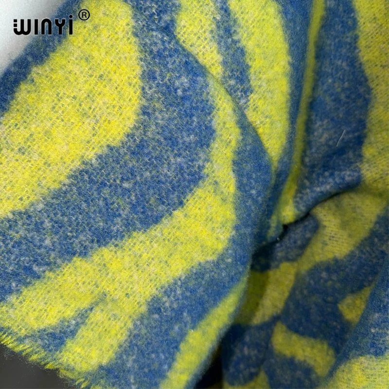 WINYI Winter African cardigan retro print abaya outfits for women Fringed coat Open Front Kimono long down party maxi dress