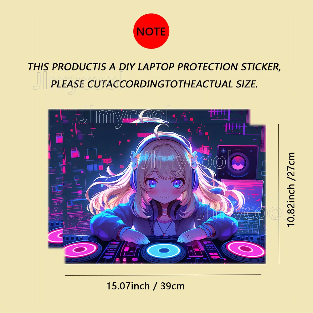

2 шт., виниловые наклейки для ноутбука с изображением аниме-девушки, самоклеящийся чехол для HP Lenovo Apple, легко устанавливаемые наклейки-стикеры
