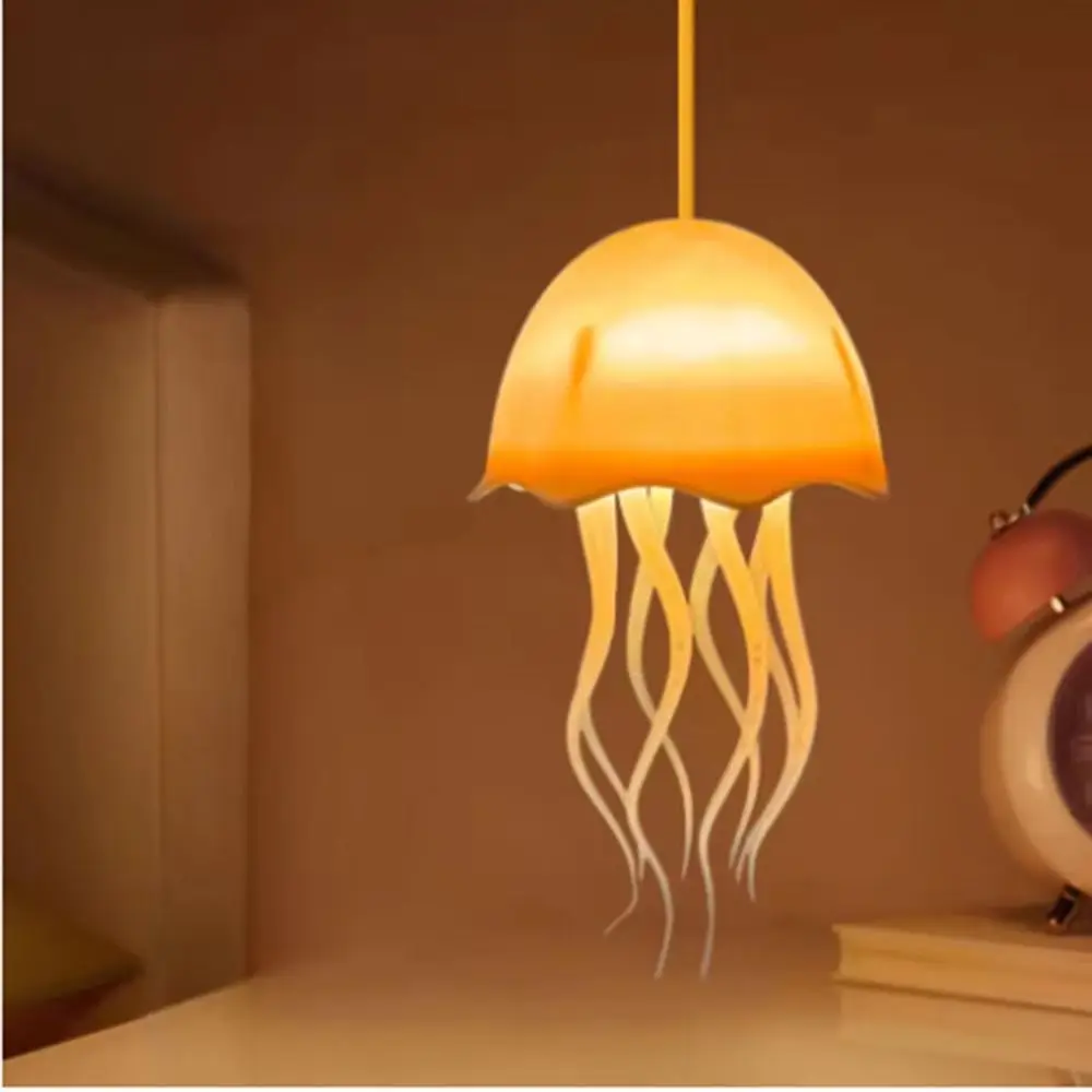 Warm/RGB Light 3D Floating Jellyfish Lamp Automatic Tentacle Rotation Adjustable Cartoon Jellyfish Table Lamp Decorative