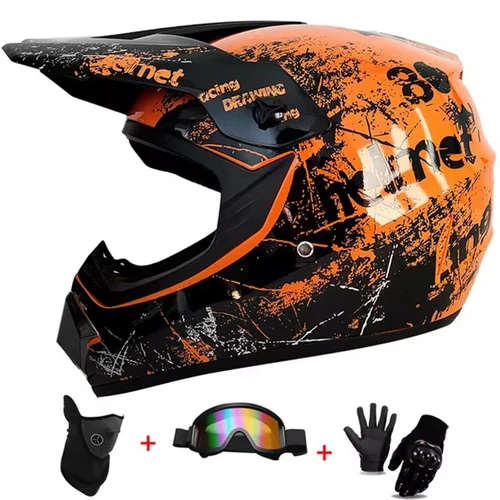 Imagen 2 del producto Kit de casco MX para niños - Casco integral certificado DOT/ECE + gafas todoterreno ventiladas + guantes de montar