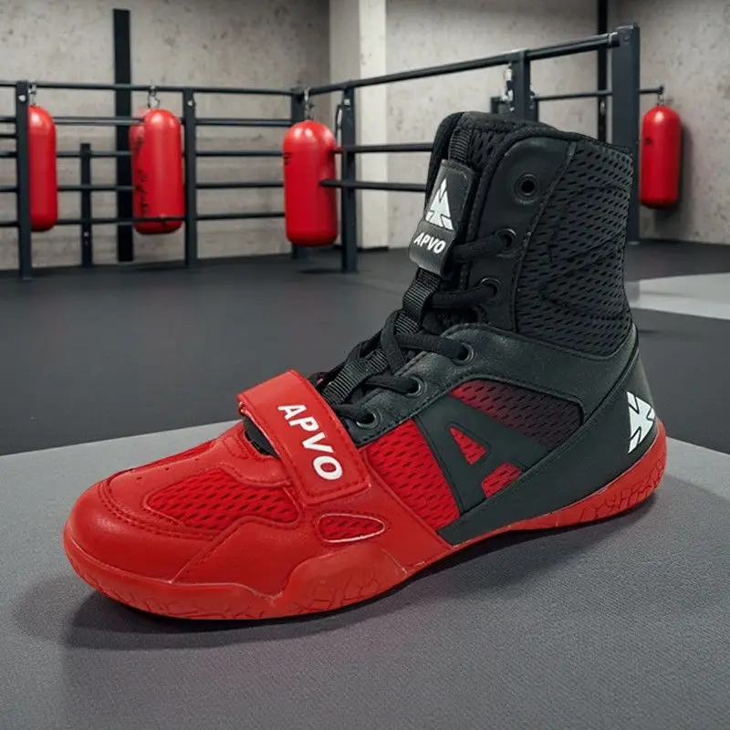 Professional Wrestling Shoes Boxing Fighting Leather Sneakers Plus Size 39-47 Indoor Soft Sole Training Competition Sports Boots