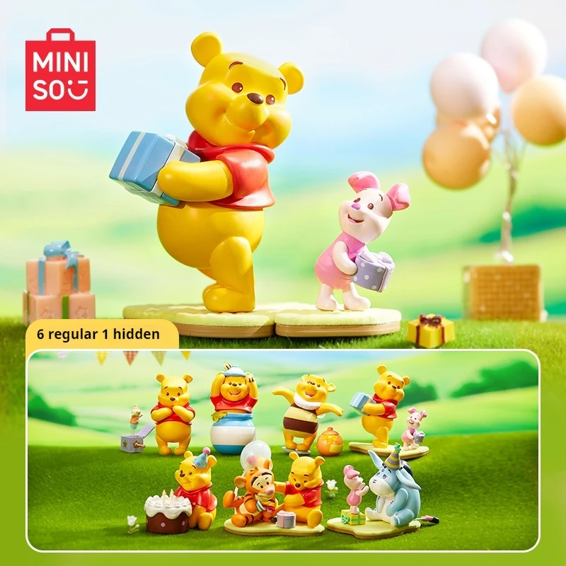 MINSO Miniso Friends Party Theme Winnie the Pooh Blind Box Handmade Cute Children's Fun Trendy Play Desktop Exquisite Ornaments