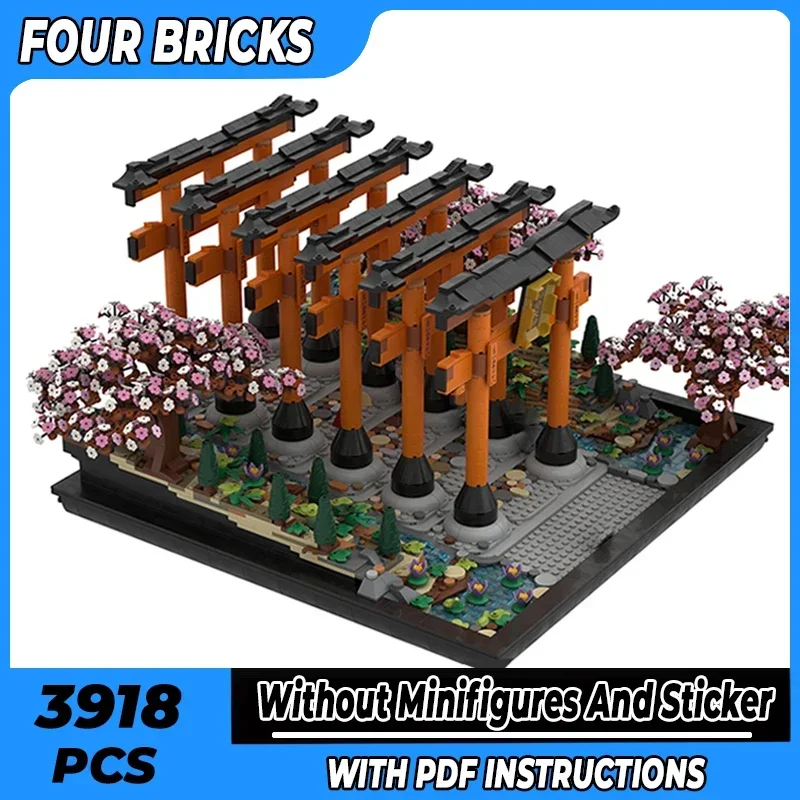 

Модель пейзажей Moc, строительные кирпичи, Fushimi Lnari Gate, дорожка, технология, модульные блоки, подарки, рождественские игрушки, наборы «сделай сам», сборка