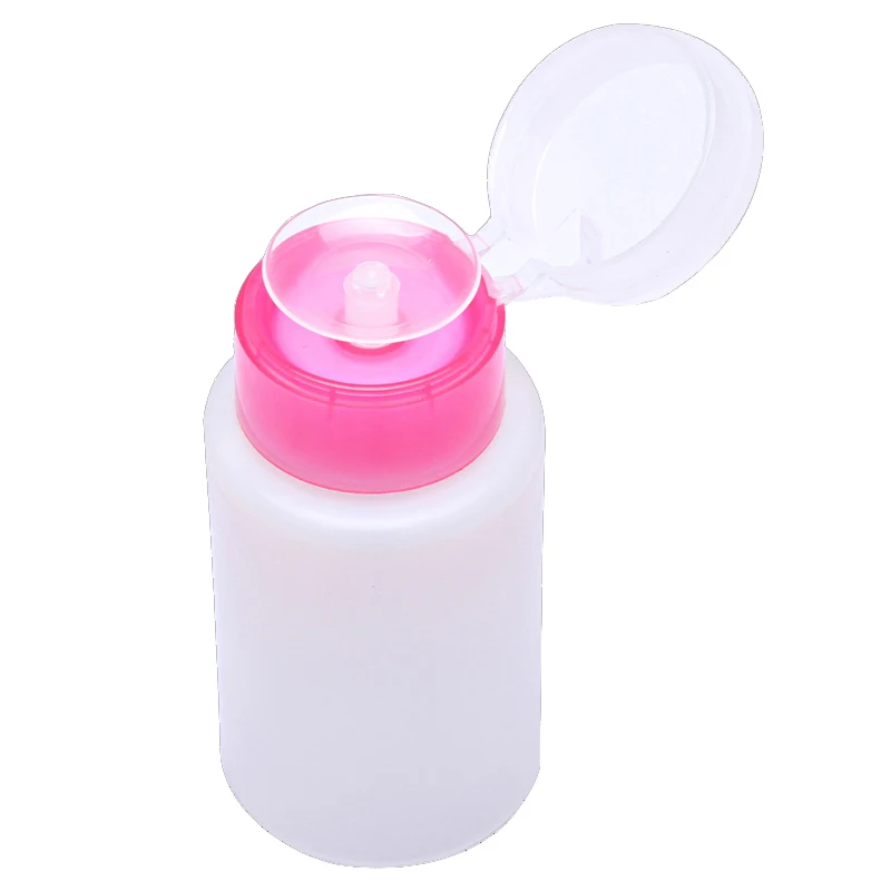 Empty Nail Art Polish Clean Bottle Clear Pump Dispenser Liquid UV Gel Polish Dirty Cleanser Remover Bottle Tools Pink Black