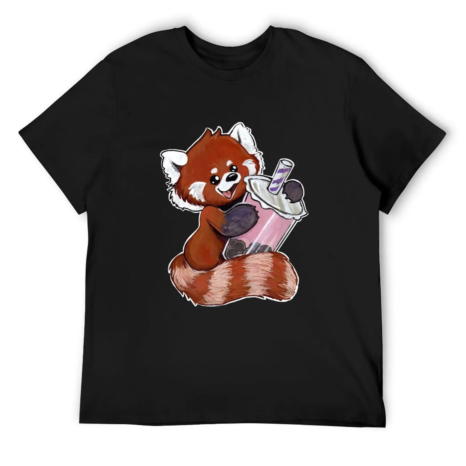 

Boba tea red panda T-Shirt Blouse vintage anime shirt mens t shirt graphic