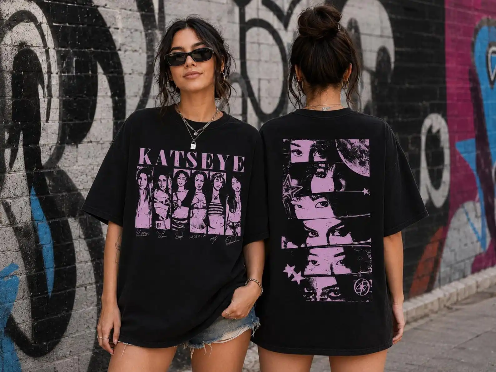 Vintage Girl Group Katseye Graphic Tee Women Men Short Sleeve Fashion Korean Ulzzang Tshirt Casual Katseye T-shirts for Fan Gift