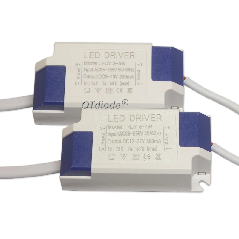 Controlador LED de corriente constante, fuente de alimentación de 300MA, 1-3w, 4-7w, 8-12w, 12-18w, 18-25w, 25-36w, adaptable a transformadores de