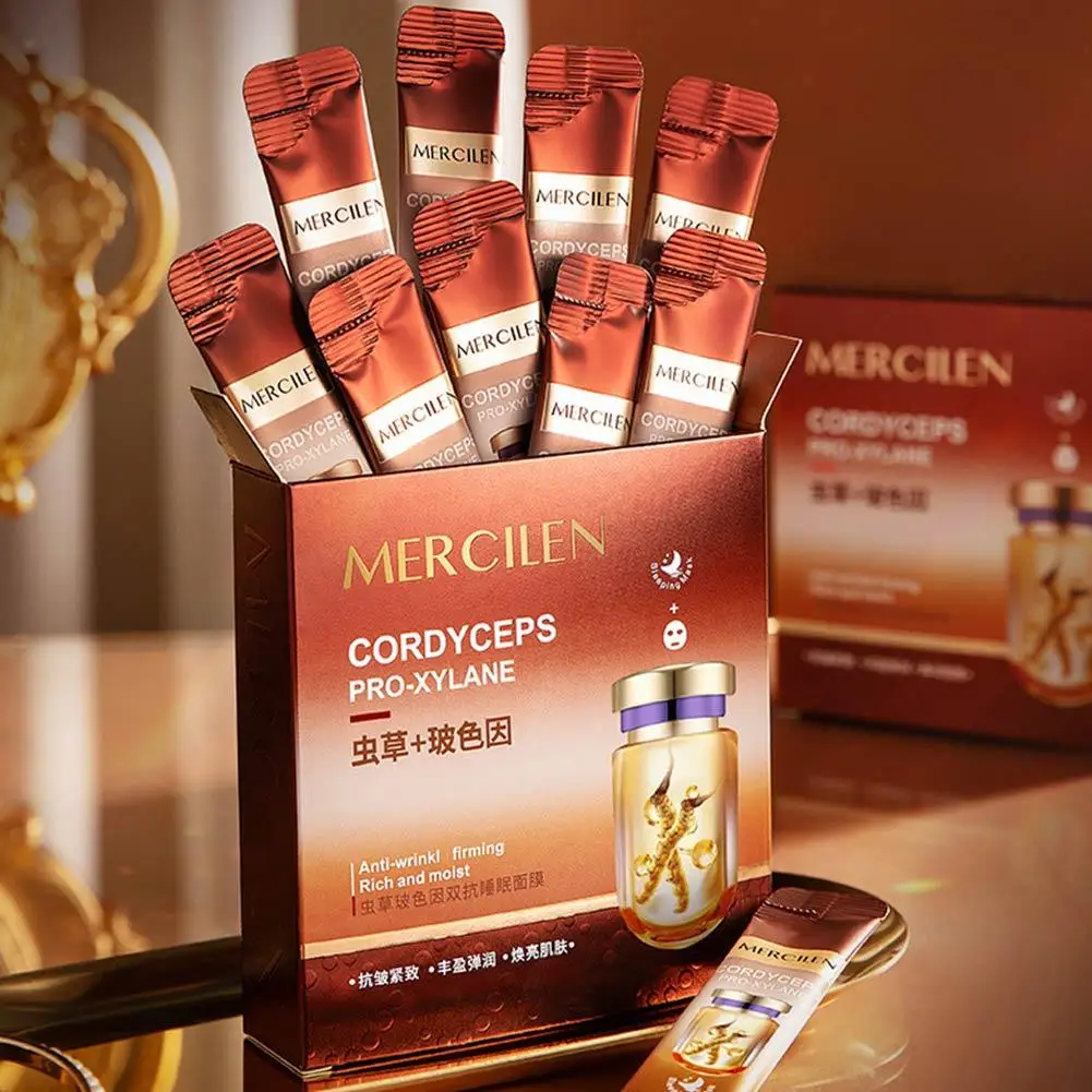 20pcs Mercilen Cordyceps Pro-Xylane Sleeping Facial Masks Anti Wrinkle Moisturizing Whitening Anti-Aging Face Mask Skin Care