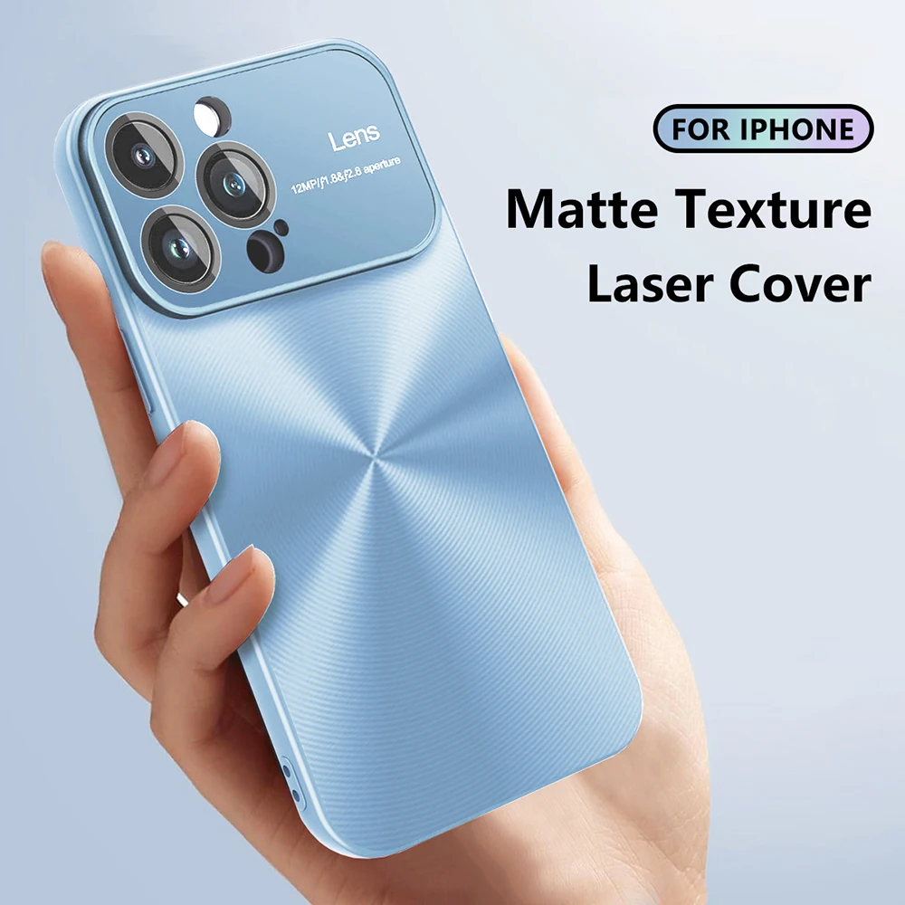 Original Hard Matte Capa Grande Janelas Para Iphone 14 15 Plus 12 11 13 Pro Max Fino Magro Textura Apple Case Proteção Silicone