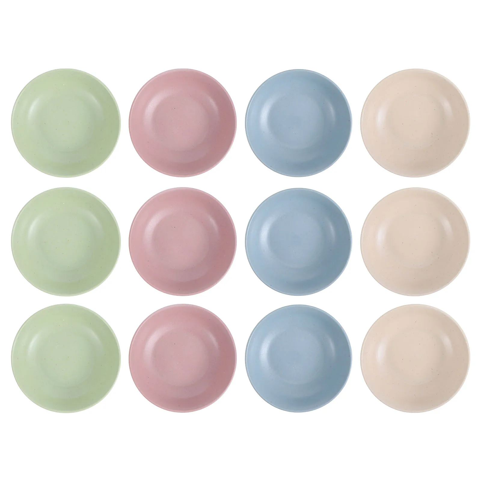 

12Pcs Plastic Wheat Straw Seasoning Dishes Condiment Plates Assorted Color Safe Odorfree Design Seasoning Dish