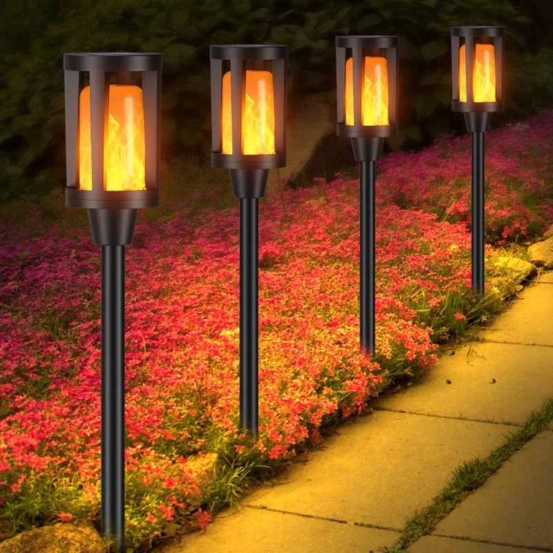 Solar simulation flame lamp, outdoor waterproof garden lamp, garden decoration LED ground socket lawn lamp