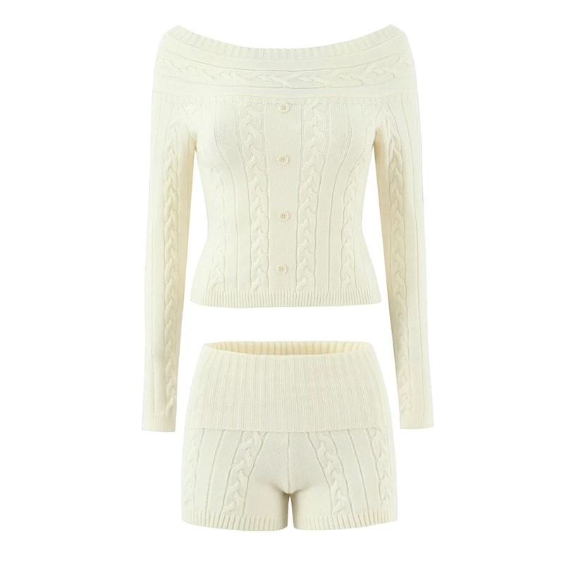 

Beauty Women New Fashion Sweet Twist Chic Single Breasted Knitted Pullover Vintage Slash Neck Long Sleeve Slim Sweater
