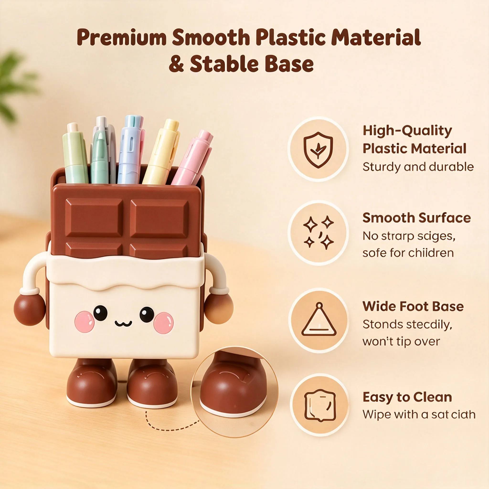 Cartoon Bread Character Desk Organizer Cute Multi Slot Pen Holder Bakery Themed Stationary Storage Box Lovely Table Decor