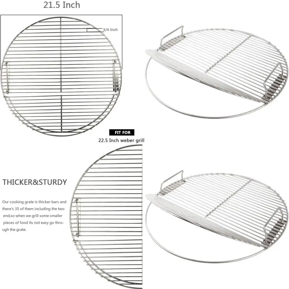

Круглая решетка для гриля из нержавеющей стали 21,5 дюйма с шарнирным креплением, сменная запчасть для котлов-грилей