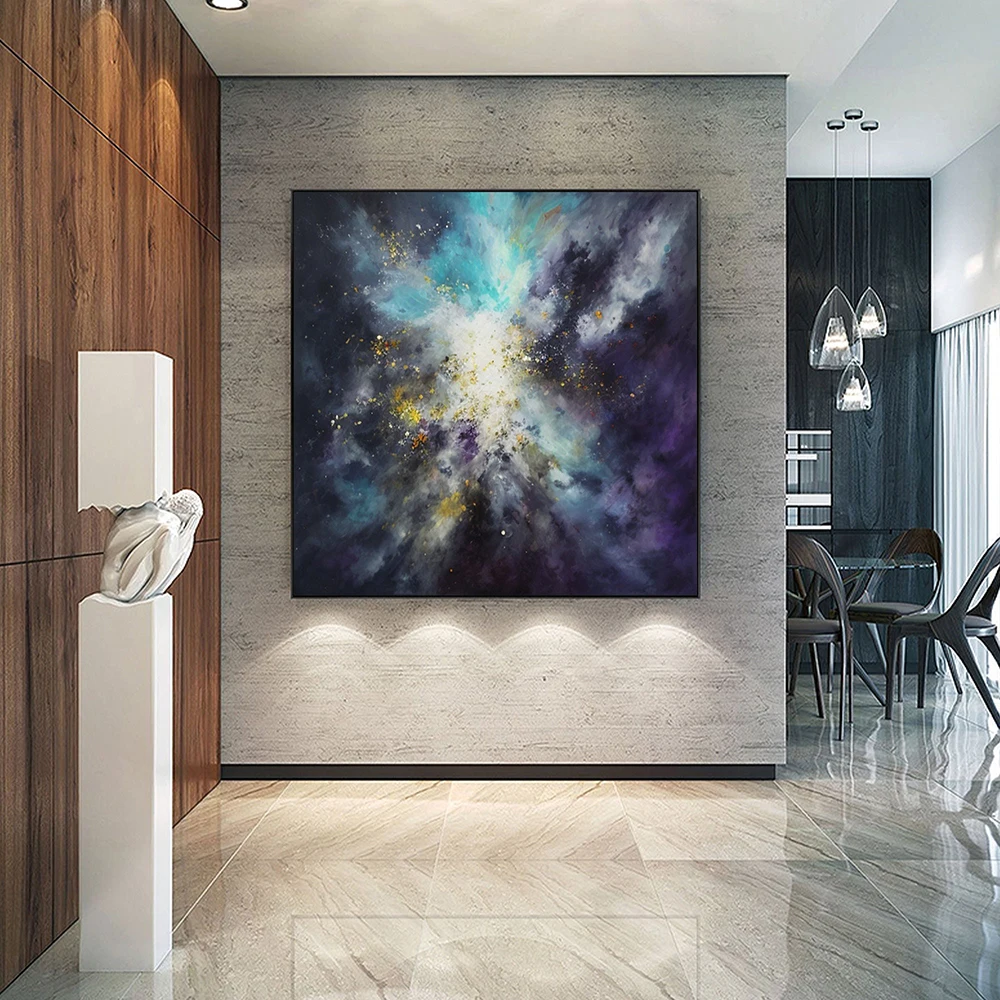 Handmade Oil Painting Colorful Nebula Oil Painting On Canvas Original Abstract Starry Sky Painting Living Room Home Decorative