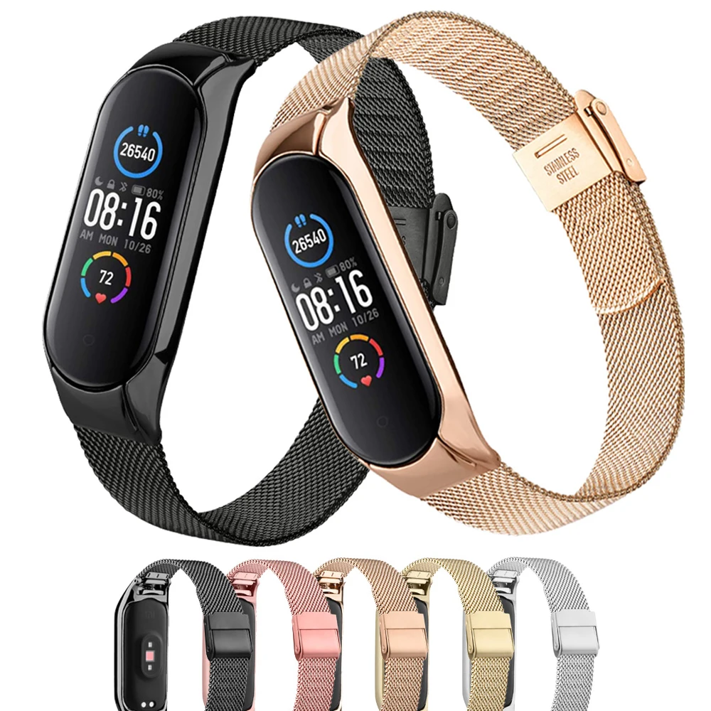 Strap for Xiaomi Mi Band 6 bracelet stainless steel metel watch wristband Correa Miband band6 band4 for Xiaomi mi band 3 4 5 6 7