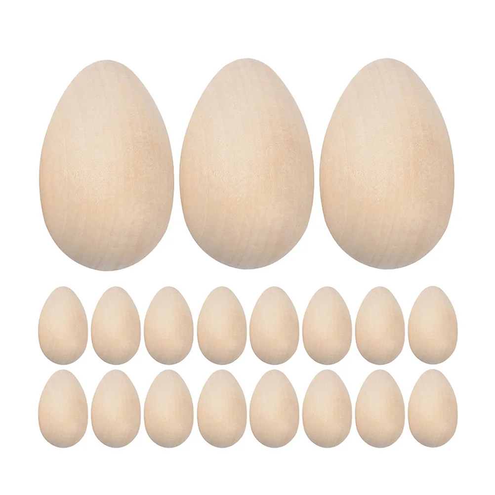 

60 Pcs Wooden Eggs Unfinished Craft Painted Fake Chicken Supplies Small Blank