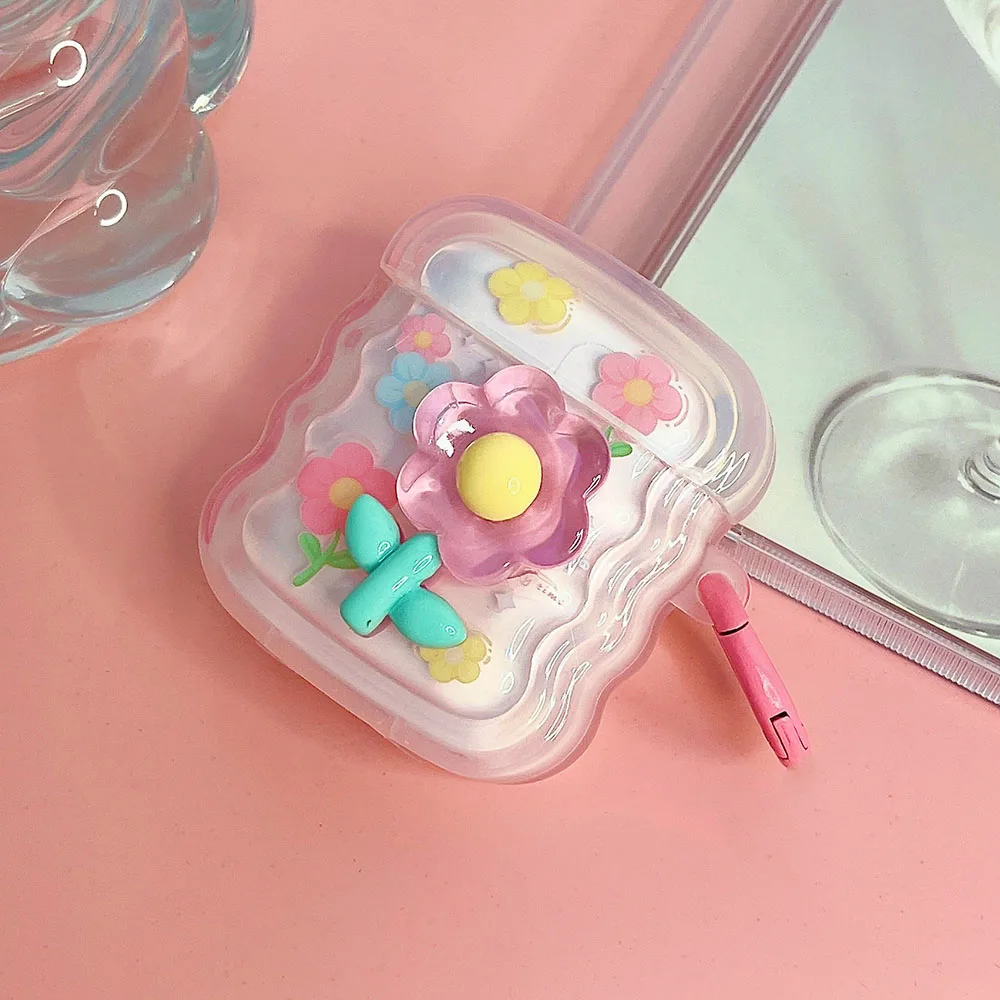 INS 3D Hồng Tai Nghe Chụp Tai Dành Cho Tai Nghe AirPods 3 Pro 2 Cho Bé Gái Tặng Lượn Sóng Khung Bảo Vệ Mềm Mại Ốp Lưng cho AirPod 2 Móc Khóa