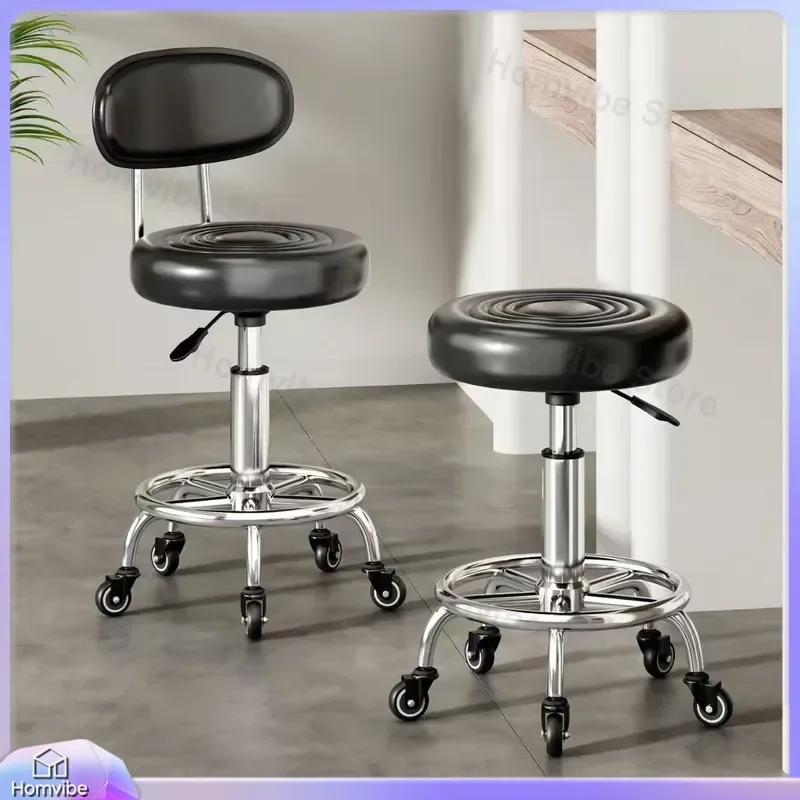 Modern Bar Stool High Chair with Backrest Adjustable Swivel Lift Seat Round Counter Stools for Home Kitchen Beauty Salon