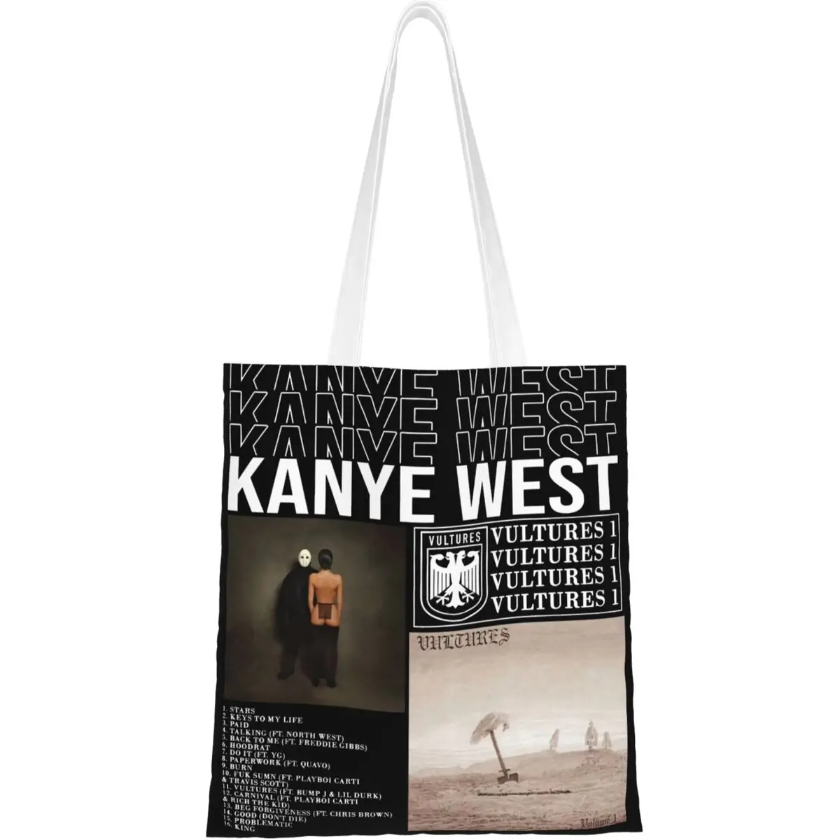 Gieren 1 Album Kanye West Merch Canvas Draagtas Voor Vrouwen Casual Hiphop Ty Dolla Bord Rap Casual Tassen Handbang