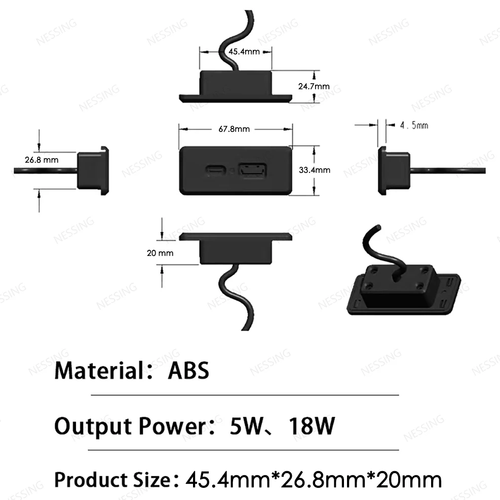 Built in Desktop Dual USB*2 Port Fast Charger 18W Quick Charger 3.0 Sofa coffee table office Embedded For iPhone Samsung xiaomi