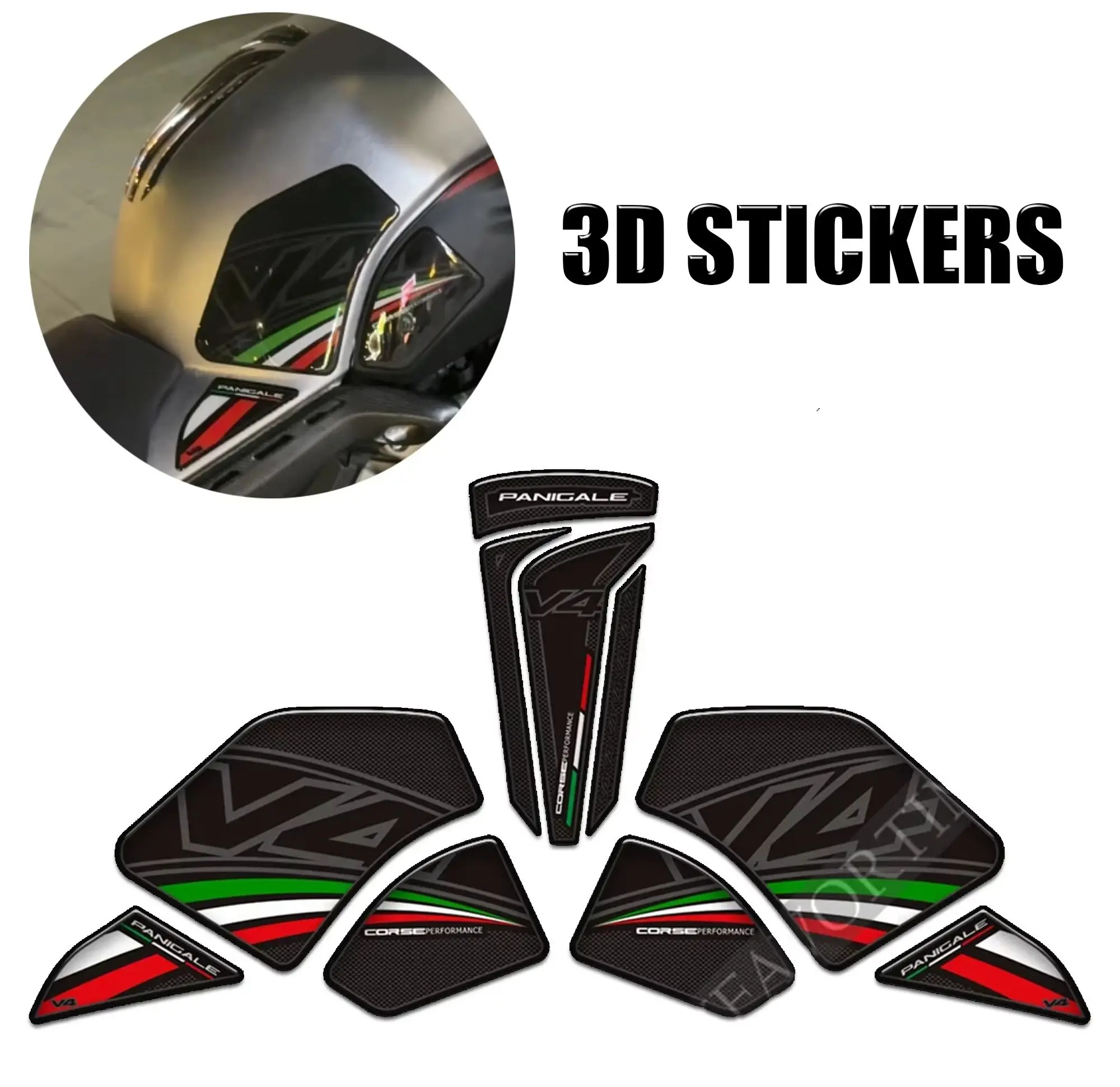 

Fit DUCATI PANIGALE V4 S R V4R SP 1100 Motorcycle 3D Stickers Adhesive Decal Tank Pad Grips Knee Kit Gas Fuel Oil Protector