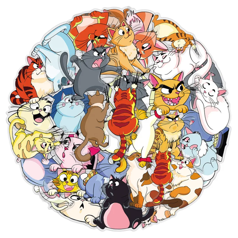 500 stks 10 packs Nieuwe Cartoon Kat Stickers Leuke Dieren DIY Kinderstickers Gift Groothandel