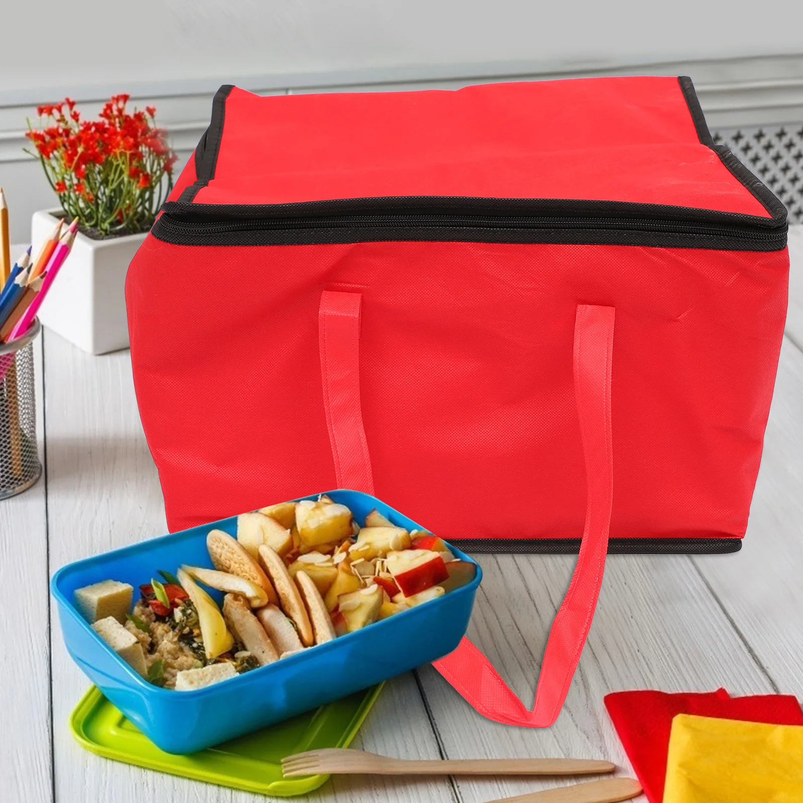 

1Pcs Insulated Bag Lightweight Large Capacity Portable Easy Clean Maintain Take-Out Lunch Storage Pouch Take-Out Insulated Bag