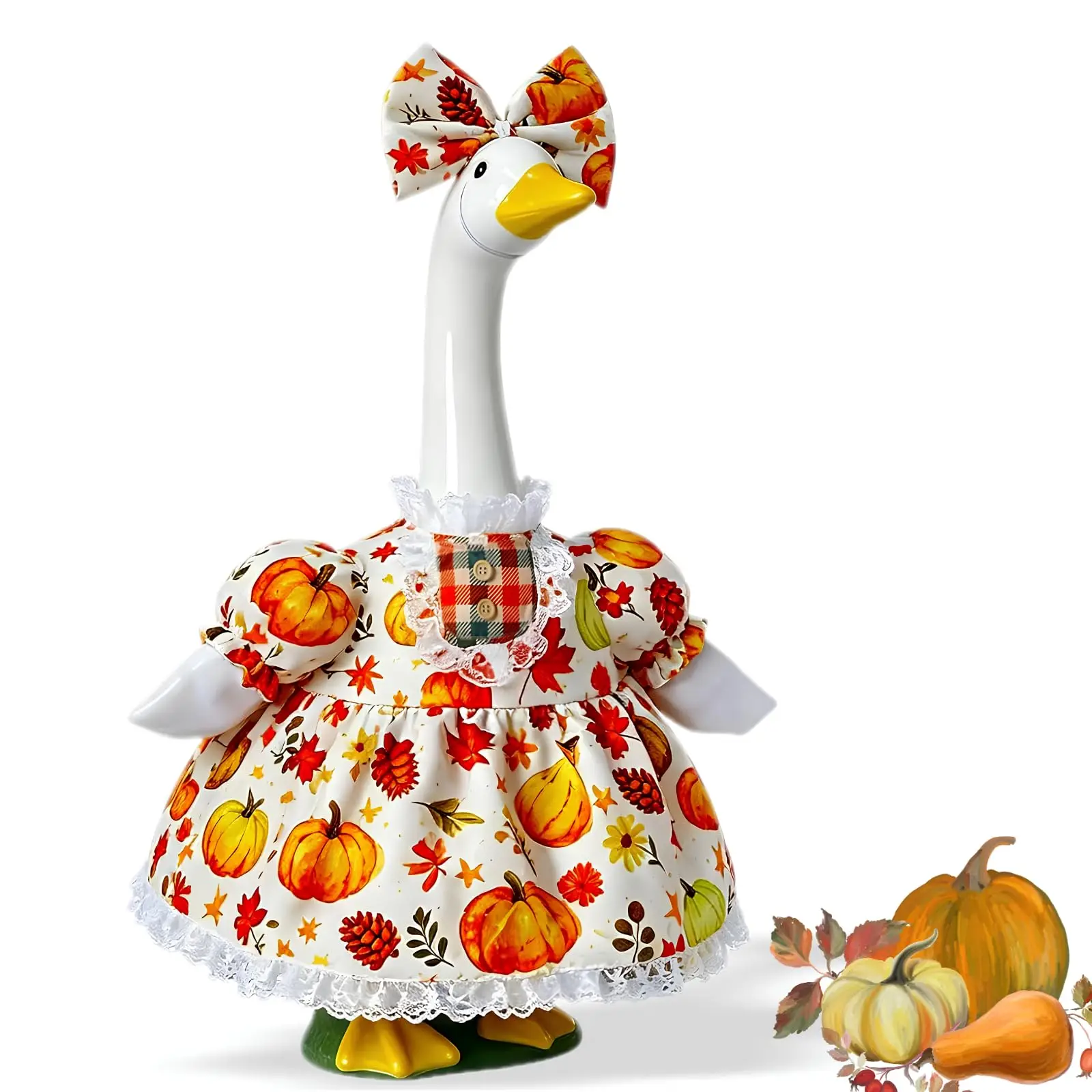 Scarecrow Goose Outfit 23 Inch Goose Clothes With Straw Hat Denim Apron Fall Thanksgiving Goose Decoration For Front Porch