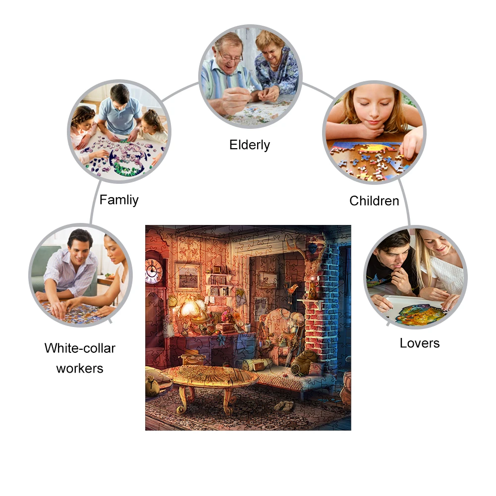 Puzzles interactifs en bois irréguliers pour enfants, beau cadeau éducatif, artisanat familial, chambre à coucher, filles