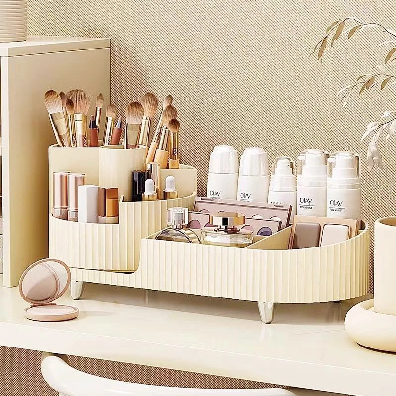 Yeni 360 ° dönen makyaj fırçası tutucu Cosmet stoluxury kutusu lüks makyaj ajanda rujlar makyaj konteyner Vanity organizatör kutusu