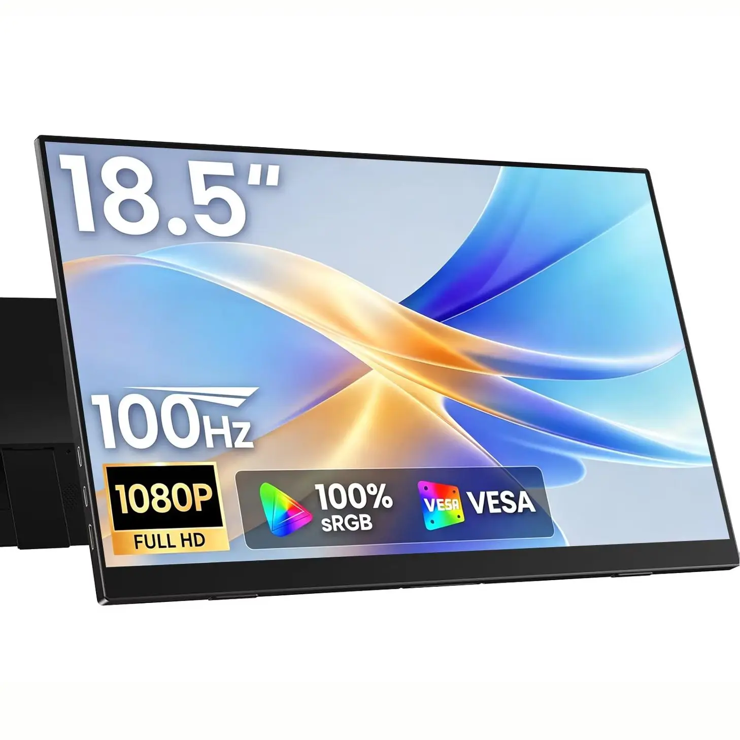 18.5 Inch Portable Monitor 100Hz 1920*1080 FHD IPS 100% sRGB Type-C HDMI with Laptop Phone Switch PS5 Xbox for Office Gaming