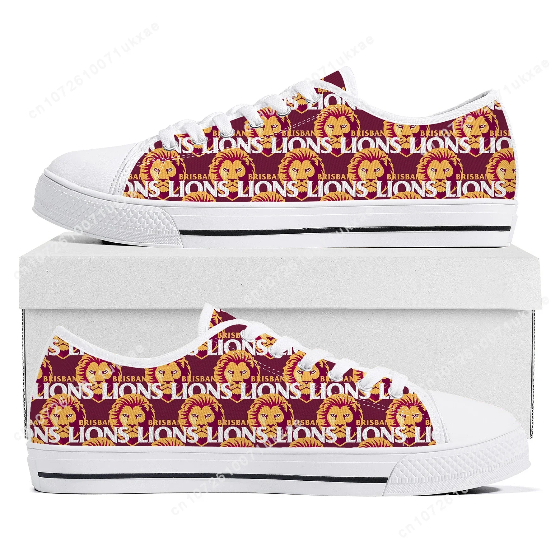 Brisbane Lions Australian Football Low Top Sneakers Mens Womens Teenager High Quality Canvas Sneaker Casual Shoes Custom Shoe