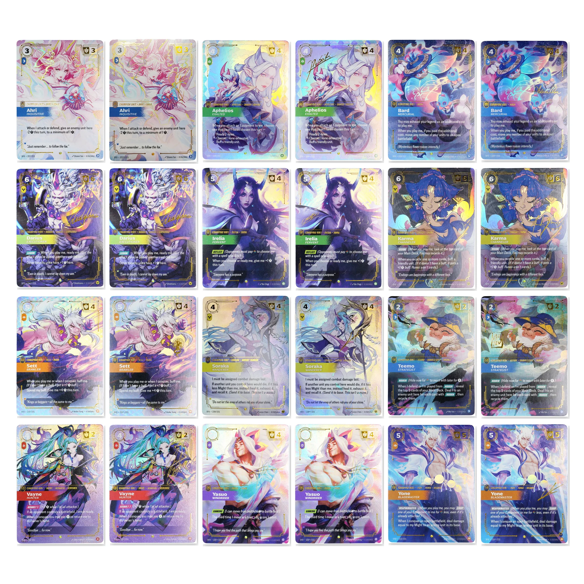 Image of Riftbound Spiritforged SFD Champion Proxy-Karten – Ahri Yasuo Yone Teemo Standard- und Signature-Sammelkarte