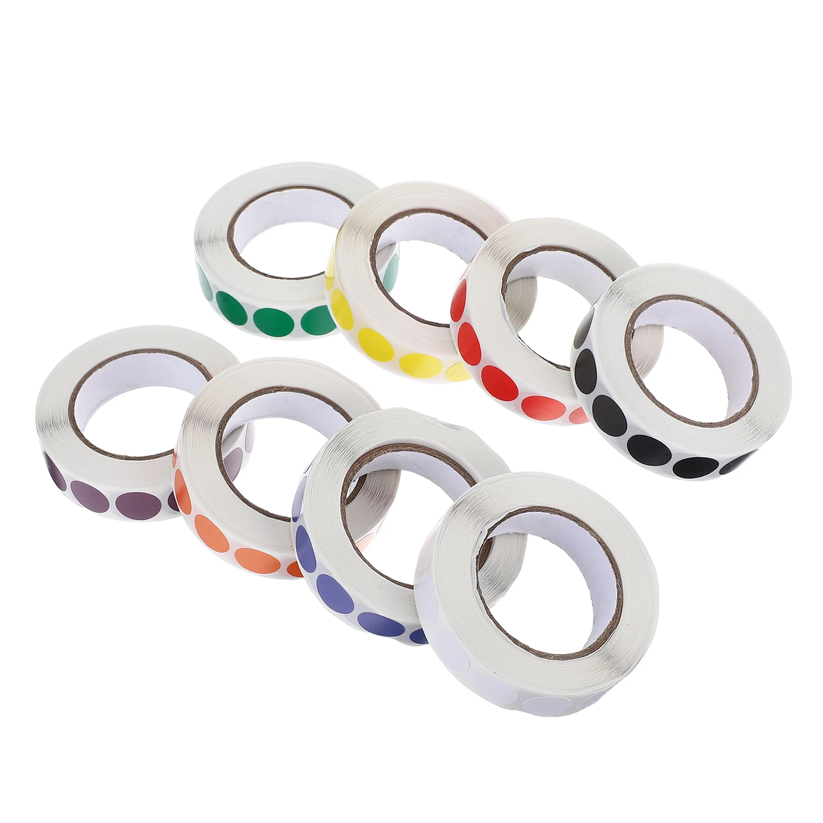 

8 Rolls Small Dot Labels Adhesive Vibrant Colors Writable Round Design Versatile Coated Paper Circle Stickers