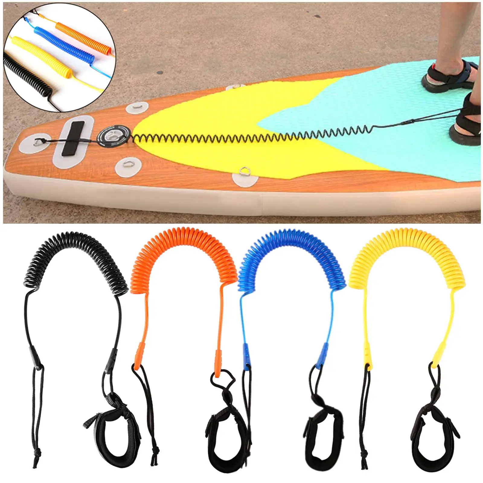 

10Foot Coilded Surfboard Leash Leg Rope Wrist Ankle Strap, Board