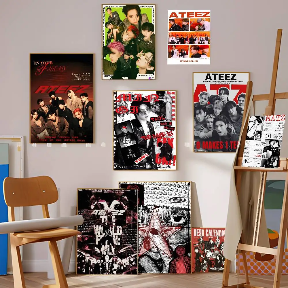 A-ATEEZ Dynamic-Charismatic Classic Vintage Posters HD Quality Wall Art Retro Posters for Home Room Wall Decor