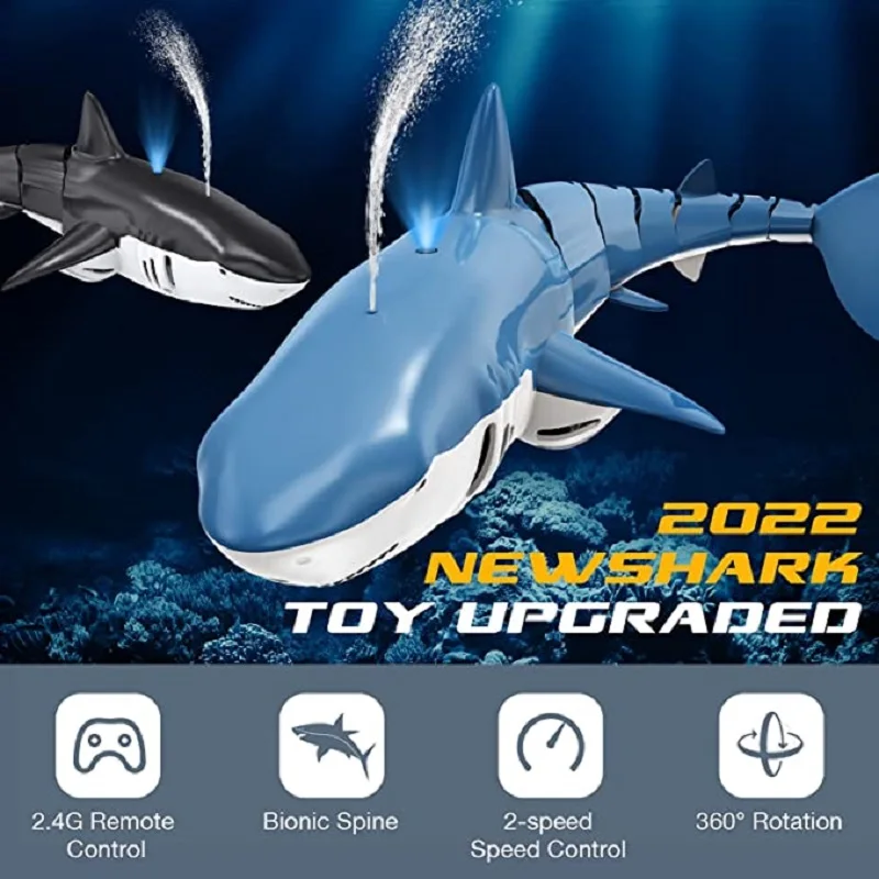 2022 Spray Water Rc Shark whale Toy 2.4G Radio Controlled Boat ship RC Boat with Light Electric Pool Toys for Kids Children Gift