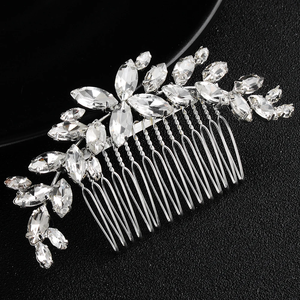 Classic Austrian Crystal Hair Combs Silver Color Alloy Wedding Jewelry Hair Accessories Headdress Bride\'s Tiara