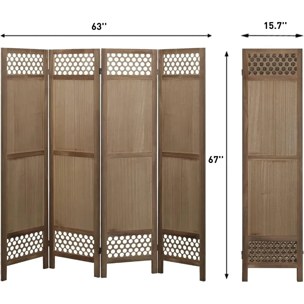 Imagem -04 - Divisor de Tela de Madeira e Tela Dobrável Privacidade Separador Marrom Claro Sala de Jantar Quarto Home Decor Jardim